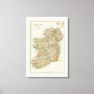 Vintage Map of Ireland 1862 Canvas Print