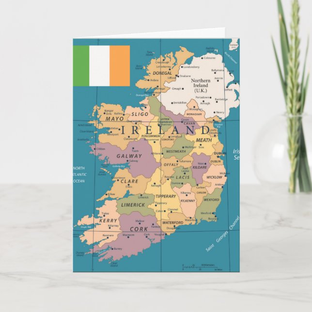 Vintage Map of Ireland Card (Front)