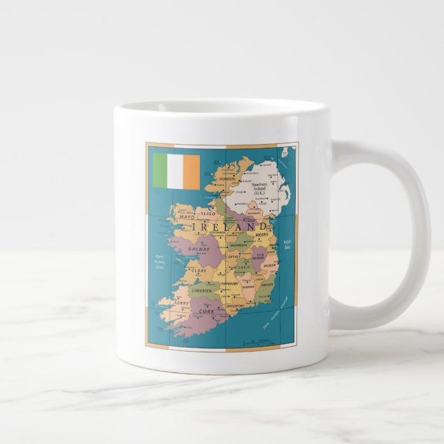 Vintage Map of Ireland Large Coffee Mug (Right)