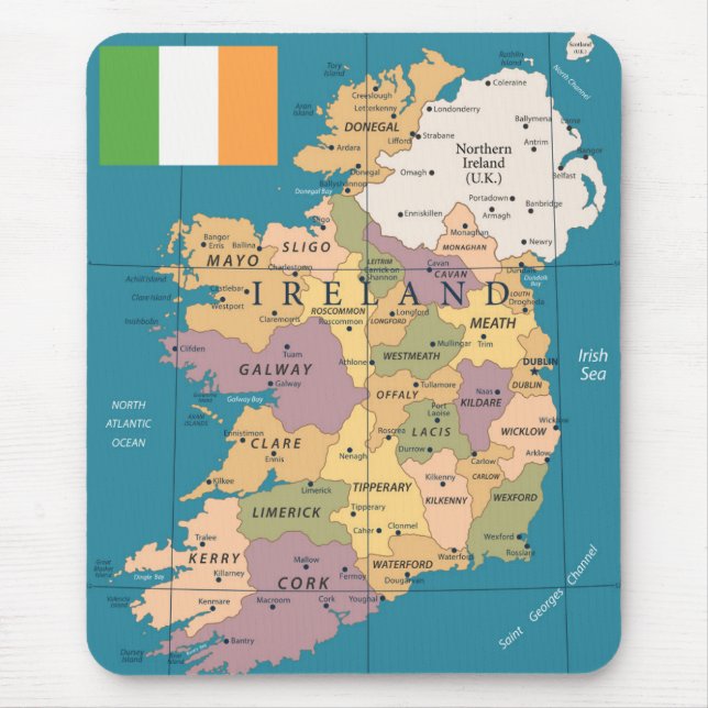 Vintage Map of Ireland Mouse Pad (Front)