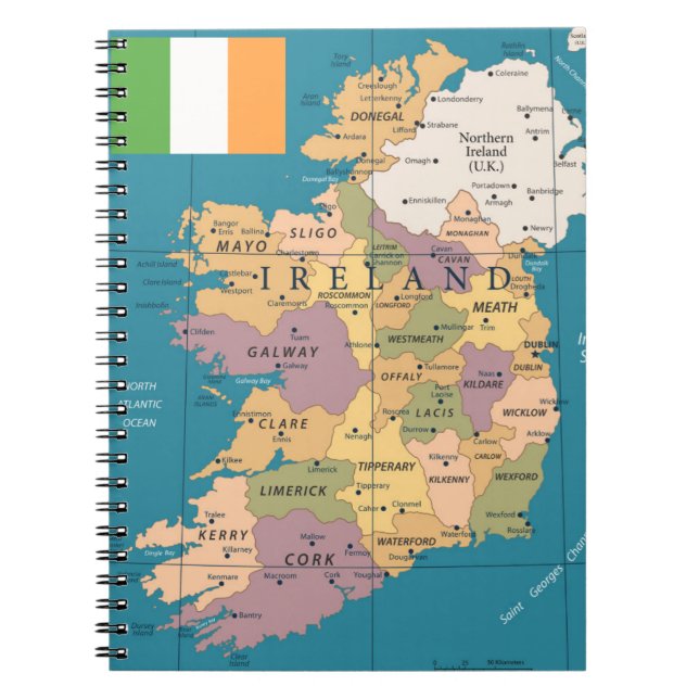 Vintage Map of Ireland Notebook (Front)