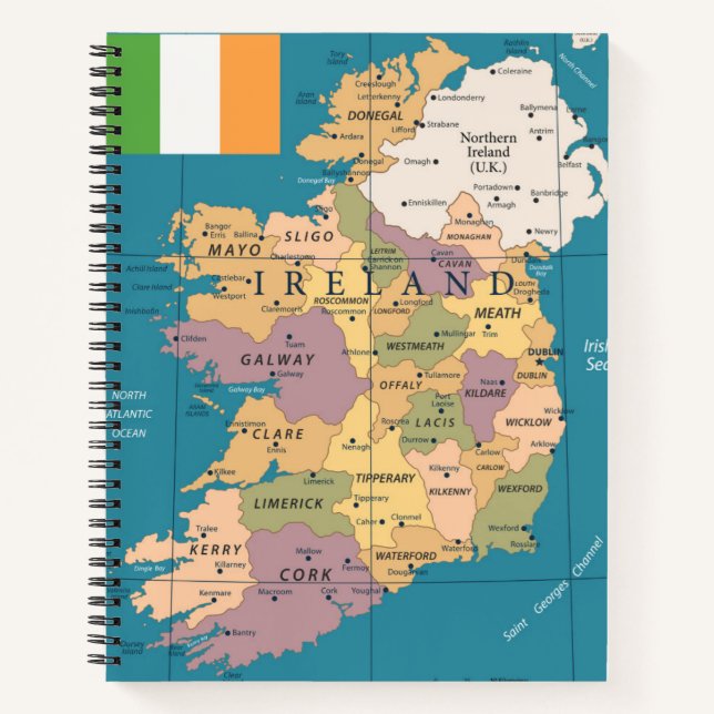 Vintage Map of Ireland Notebook (Front)