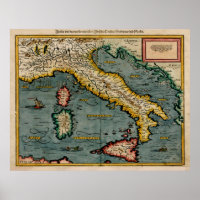 Vintage Map of Italy (1588)