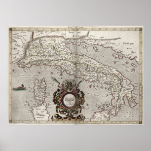 Vintage Map of Italy (1618) Poster