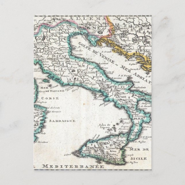 Vintage Map of Italy (1706) Postcard (Front)