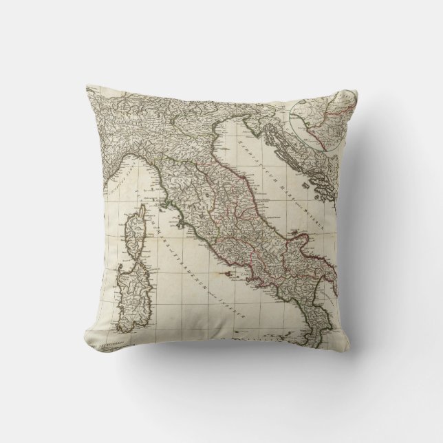 Vintage Map of Italy (1764) Cushion (Front)