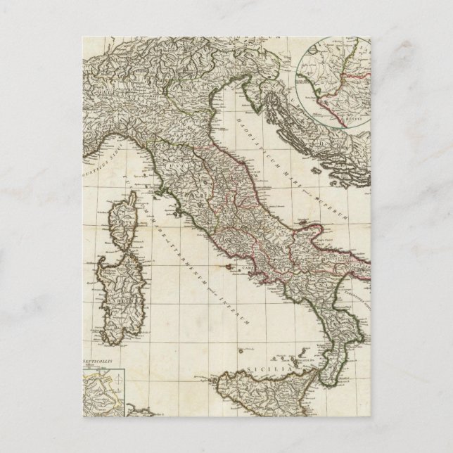 Vintage Map of Italy (1764) Postcard (Front)