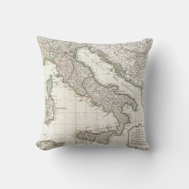Vintage Map of Italy (1770) Cushion (Front)