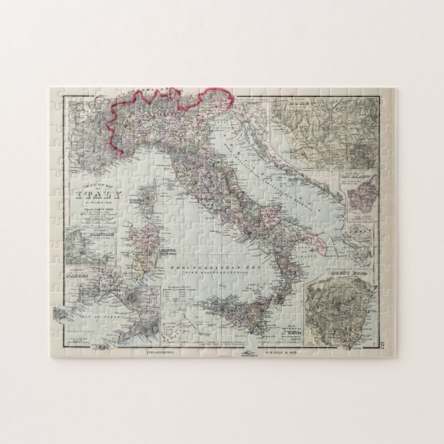 Vintage Map of Italy (1878) Jigsaw Puzzle (Horizontal)