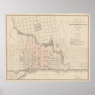 Vintage Map of Jacksonville FL (1878) Poster