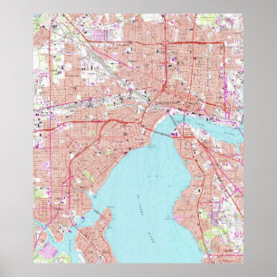 Vintage Map of Jacksonville Florida (1964) Poster