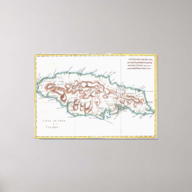 Vintage Map of Jamaica (1780) 2 Canvas Print (Front)