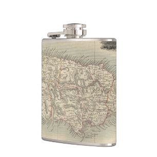 Vintage Map of Jamaica (1851) Hip Flask