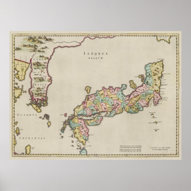 Vintage Map of Japan (1665) Poster (Front)