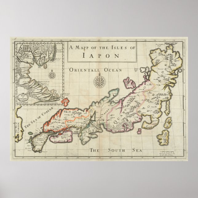 Vintage Map of Japan (1684) Poster (Front)