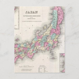 Vintage Map of Japan (1855) Postcard