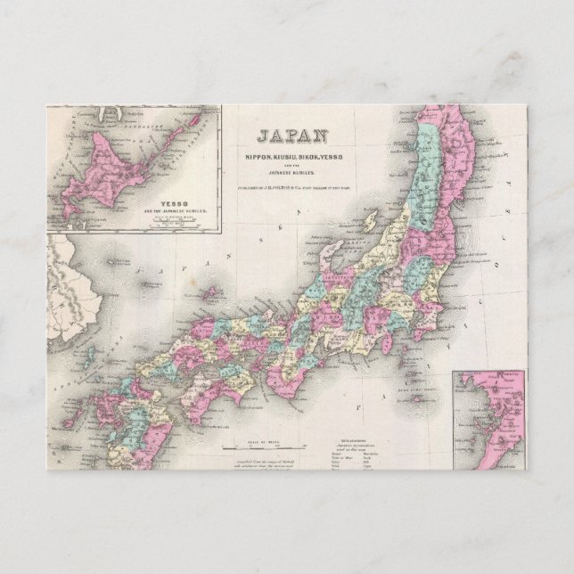 Vintage Map of Japan (1855) Postcard (Front)