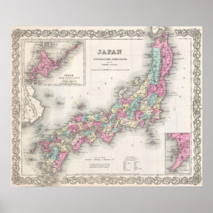 Vintage Map of Japan (1855) Poster