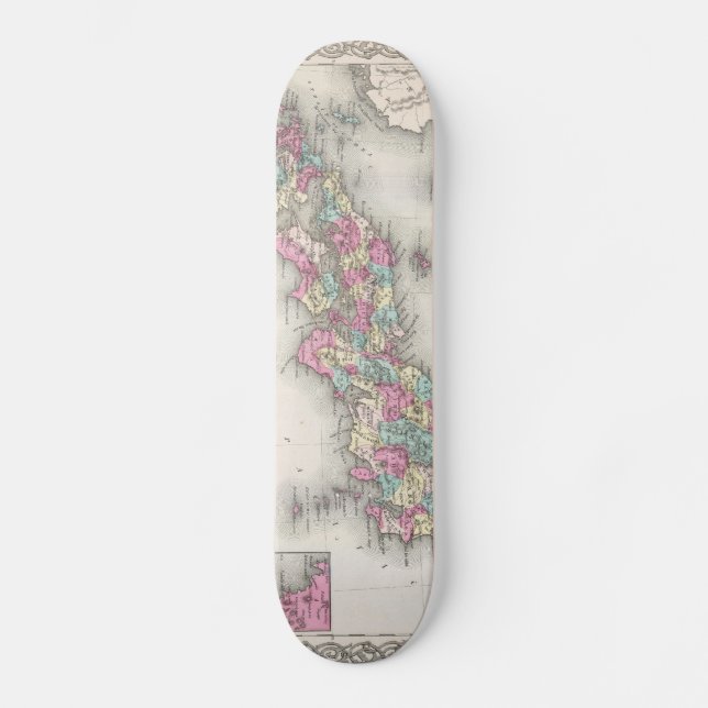 Vintage Map of Japan (1855) Skateboard (Front)