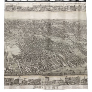 Vintage Map of Jersey City NJ (1883) Shower Curtain