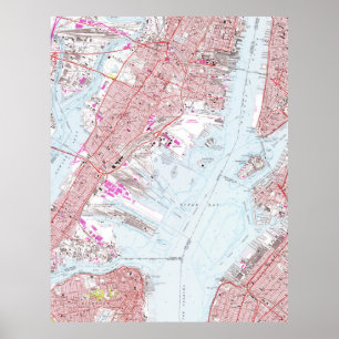 Vintage Map of Jersey City NJ (1967) Poster