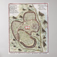 Vintage Map of Jerusalem Israel (1730)