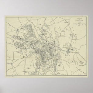 Vintage Map of Jerusalem Israel (1917) Poster