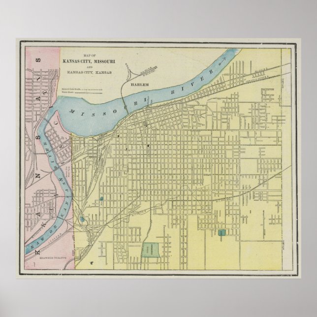 Vintage Map of Kansas City Missouri (1901) Poster (Front)