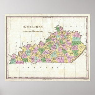 Vintage Map of Kentucky (1827) Poster