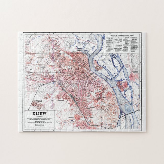 Vintage Map of Kiev Ukraine (1918) Jigsaw Puzzle (Horizontal)