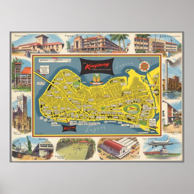 Vintage Map of Kingsway Lagoon Poster (Front)