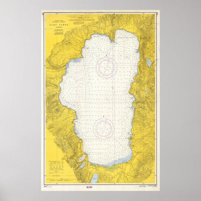 Vintage Map of Lake Tahoe (1965) Poster (Front)