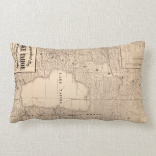 Vintage Map of Lake Tahoe Calfornia (1874) Lumbar Cushion