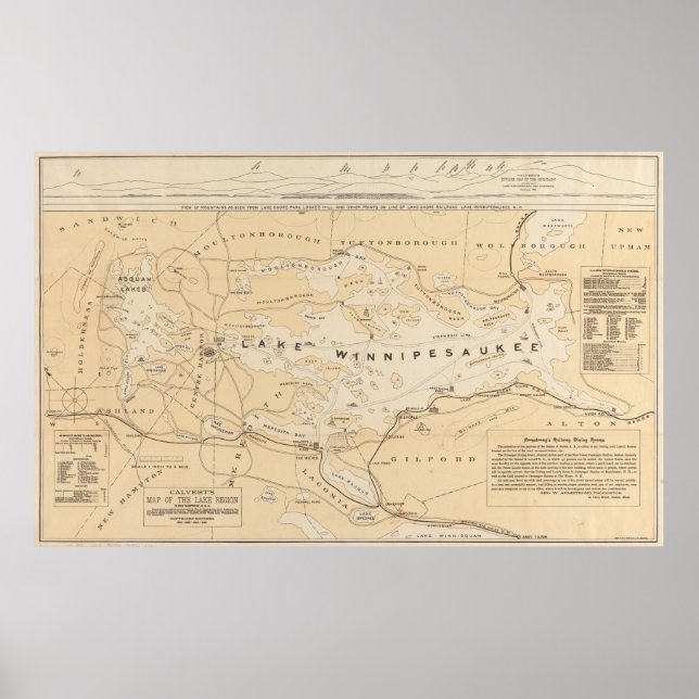 Vintage Map of Lake Winnipesaukee (1896) Poster (Front)