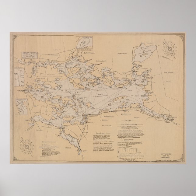 Vintage Map of Lake Winnipesaukee (1907) Poster (Front)