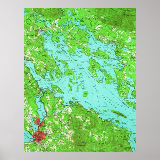 Vintage Map of Lake Winnipesaukee (1956) Poster (Front)