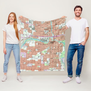Vintage Map of Lansing Michigan (1965) Fleece Blanket