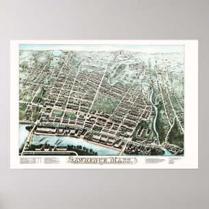 Vintage Map of Lawrence, Massachusetts from 1876 Poster