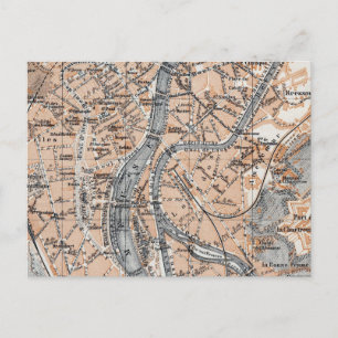 Vintage Map of Liège Belgium (1905) Postcard