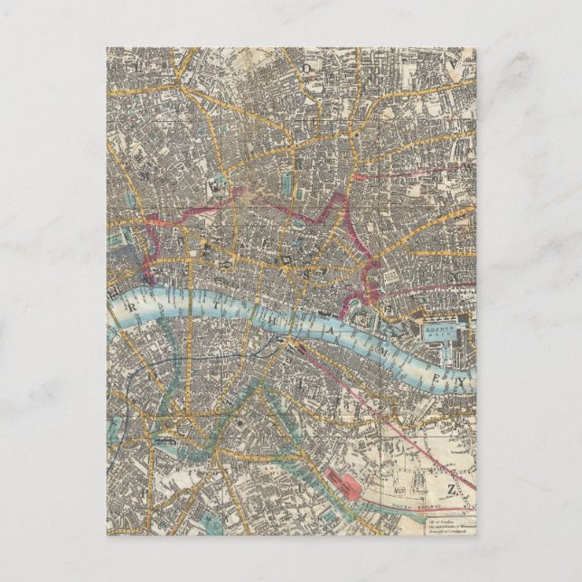 Vintage Map of London (1848) Postcard (Front)