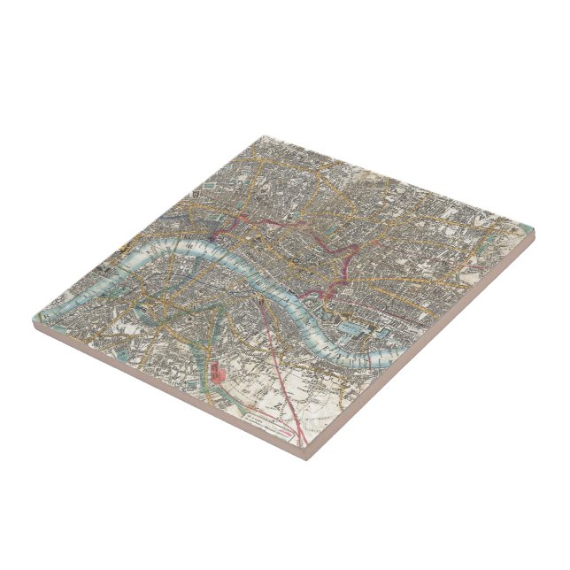 Vintage Map of London (1848) Tile (Side)