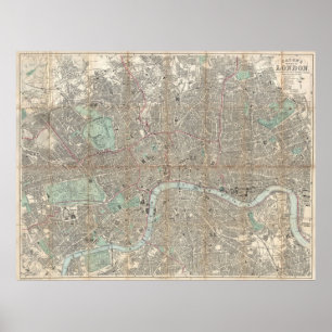 Vintage Map of London (1890) Poster
