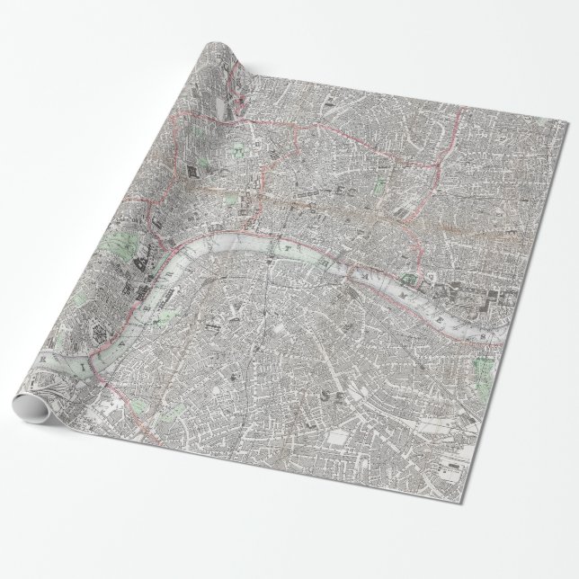 Vintage map of London city Wrapping Paper (Unrolled)