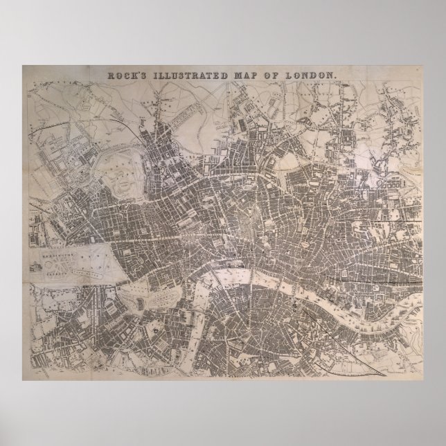 Vintage Map of London England (1845) Poster (Front)