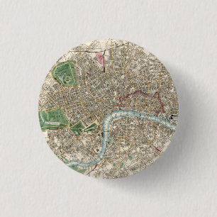 Vintage Map of London England (1853) 3 Cm Round Badge