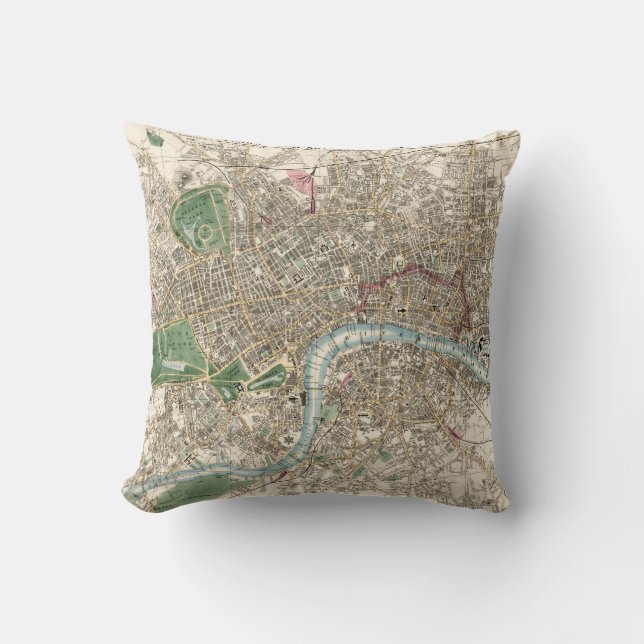 Vintage Map of London England (1853) Cushion (Front)