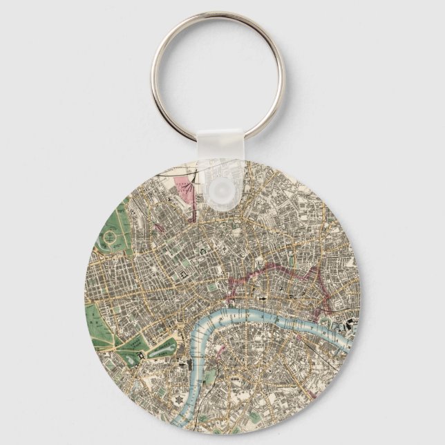 Vintage Map of London England (1853) Key Ring (Front)
