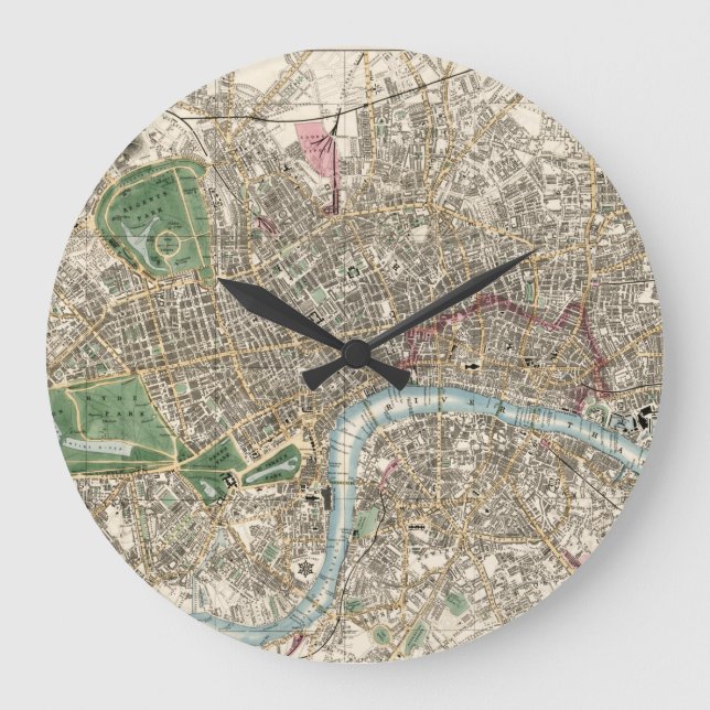 Vintage Map of London England (1853) Large Clock (Front)