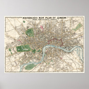 Vintage Map of London England (1853) Poster