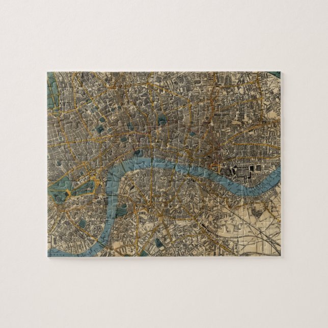 Vintage Map of London England (1860) Jigsaw Puzzle (Horizontal)